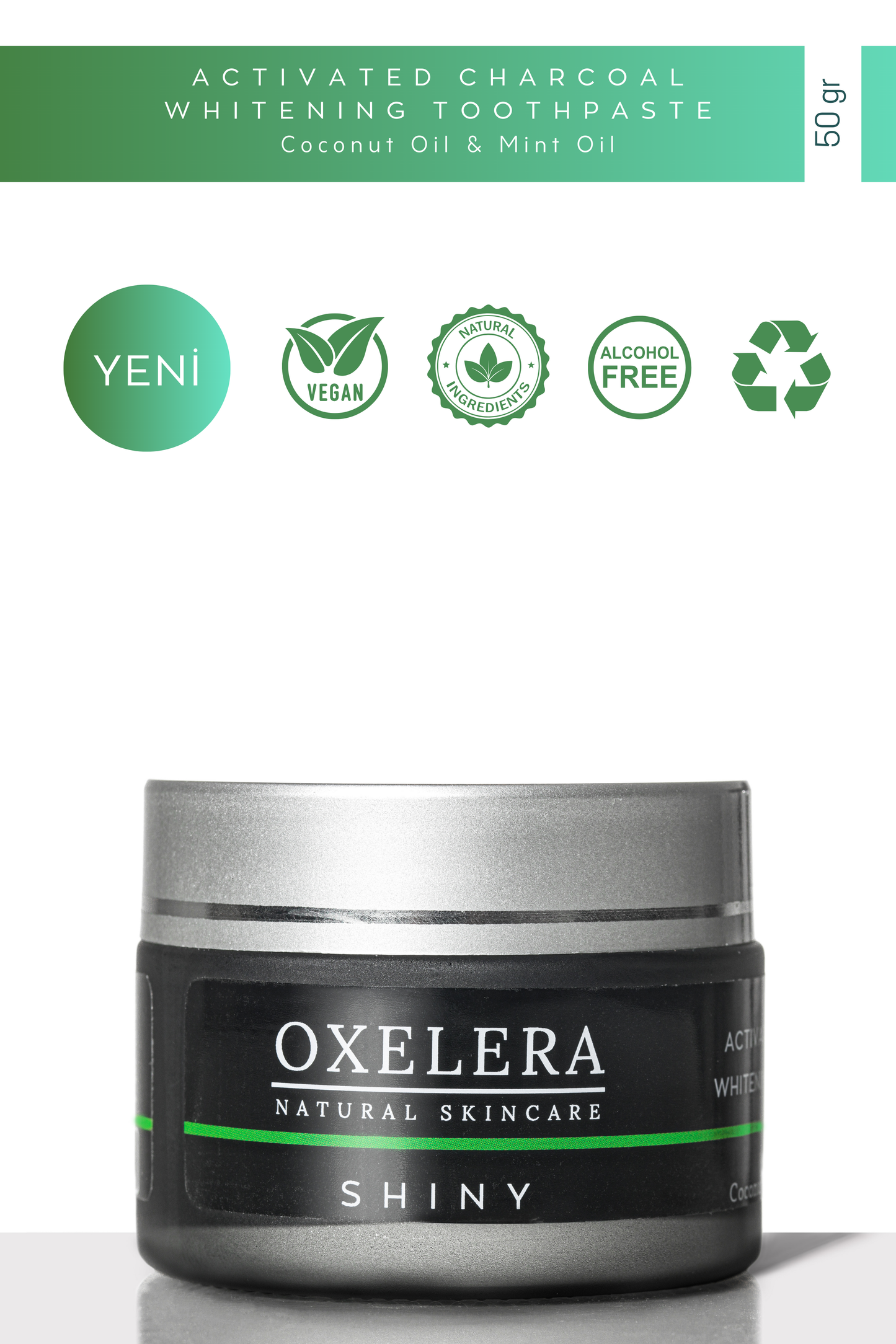 Shiny Activated Charcoal Whitening Toothpaste - 50 gr