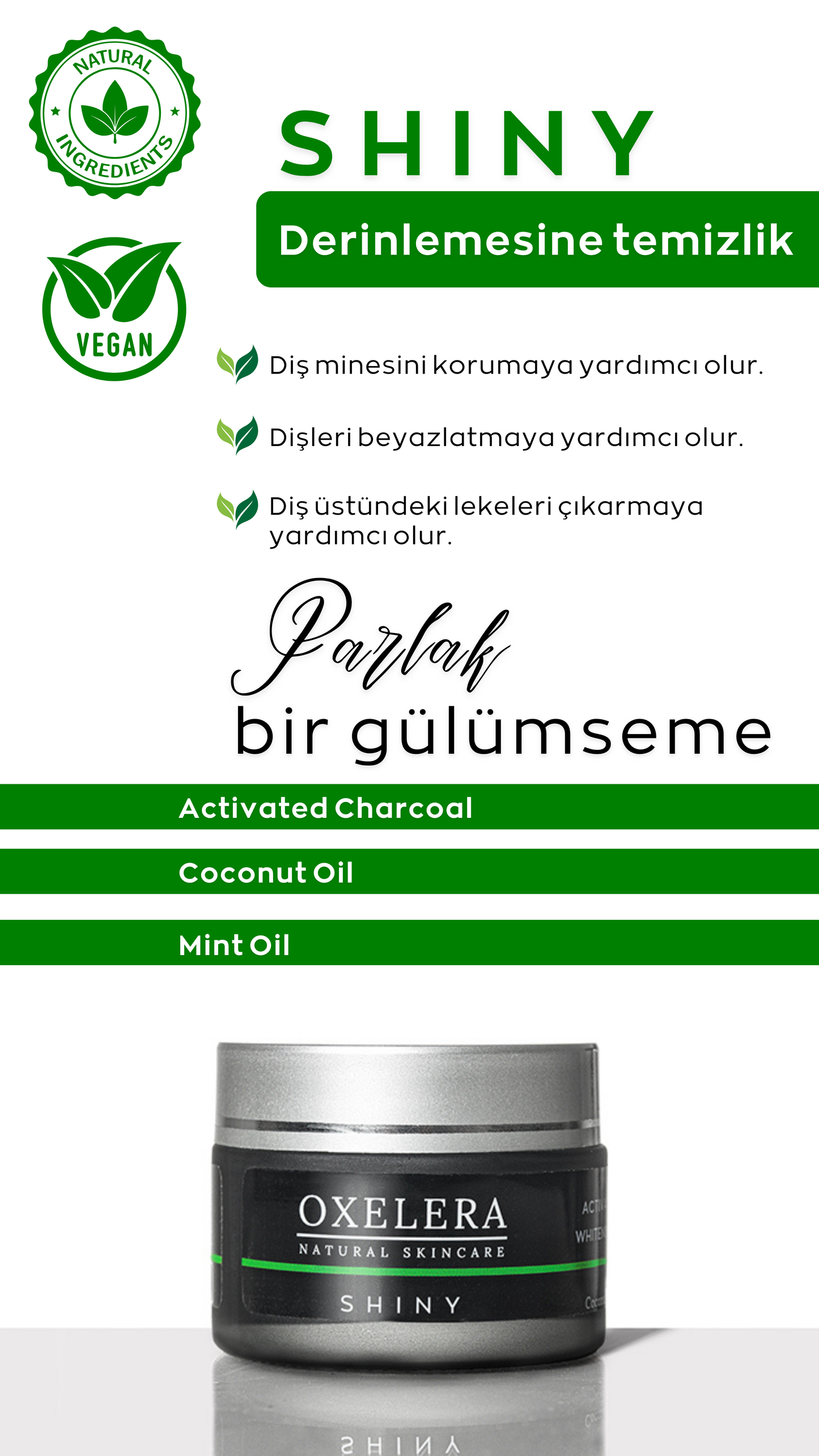 Shiny Activated Charcoal Whitening Toothpaste - 50 gr